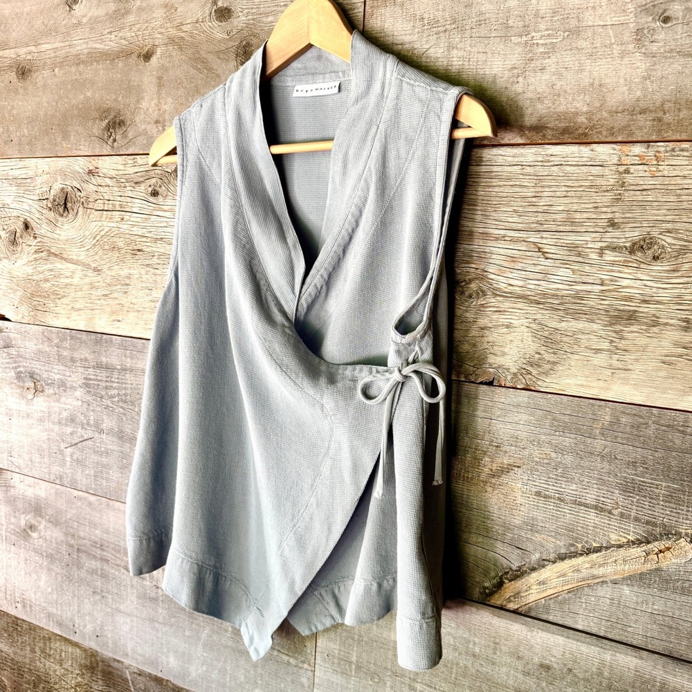 Bryn Walker Koryo Vest M Blue Gray Textured Side Tie Lagenlook Layering USA - Picture 4 of 11